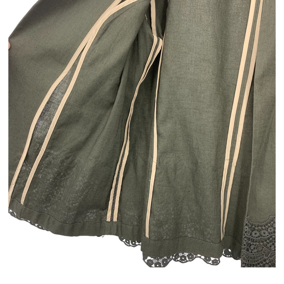 Coldwater Creek Sz 16 Olive Green Lace Trim Linen Blend Open Front Jacket Topper - Picture 5 of 8